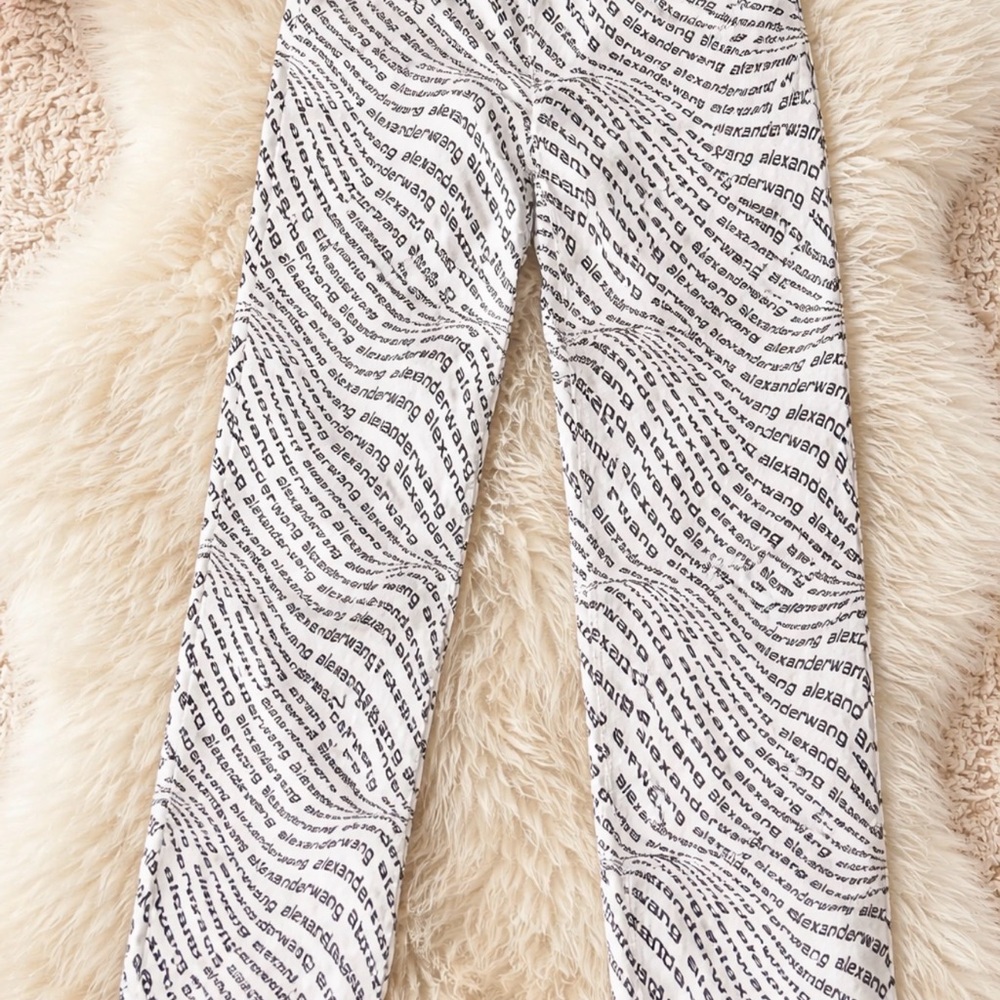 Alexander Wang White Pants with Black Logo Print
